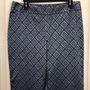 Worthington Straight Leg Pants Size 12 Silver Black, Geometric Design, Metallic